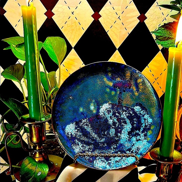 Copper Enamel Art Plate | Vibrant Hand-Fired Colors • One-of-a-Kind - Picture 4 of 17